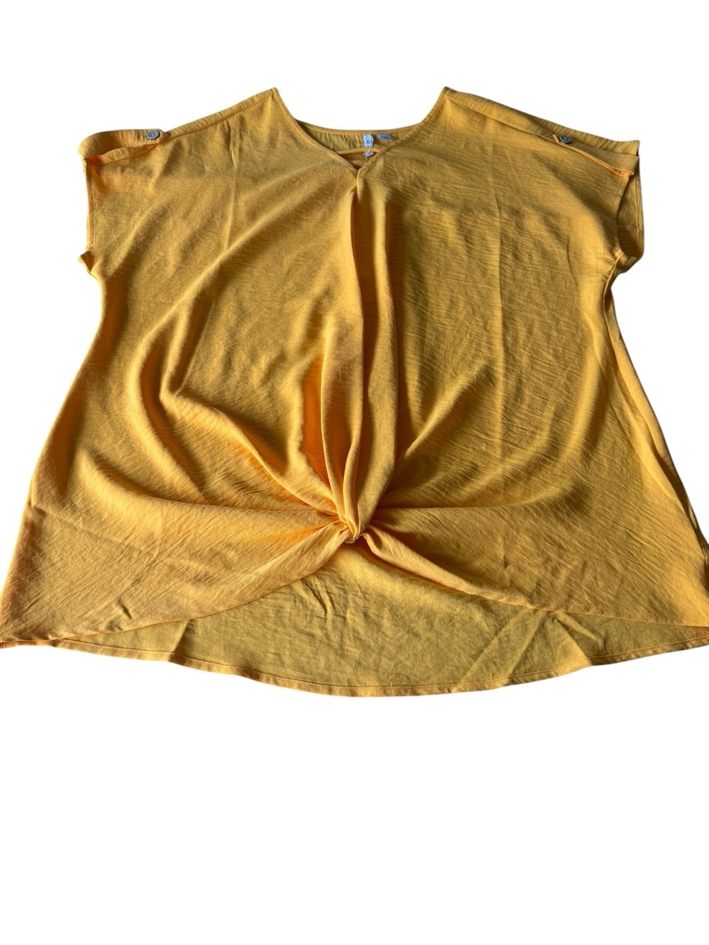 Cato Mustard Twist-Front Short Sleeve Top